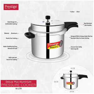 Prestige Deluxe Plus Pressure Cooker - 10L - Silver
