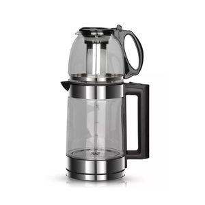 راف ‎0.8‎ لتر + ‎2‎ لتر 2 في 1 غلاية سماور كهربائية مزدوجة الزجاج مع قاعدة طاقة دوارة ‎360°‎ للتسخين الفوري