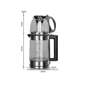 راف ‎0.8‎ لتر + ‎2‎ لتر 2 في 1 غلاية سماور كهربائية مزدوجة الزجاج مع قاعدة طاقة دوارة ‎360°‎ للتسخين الفوري