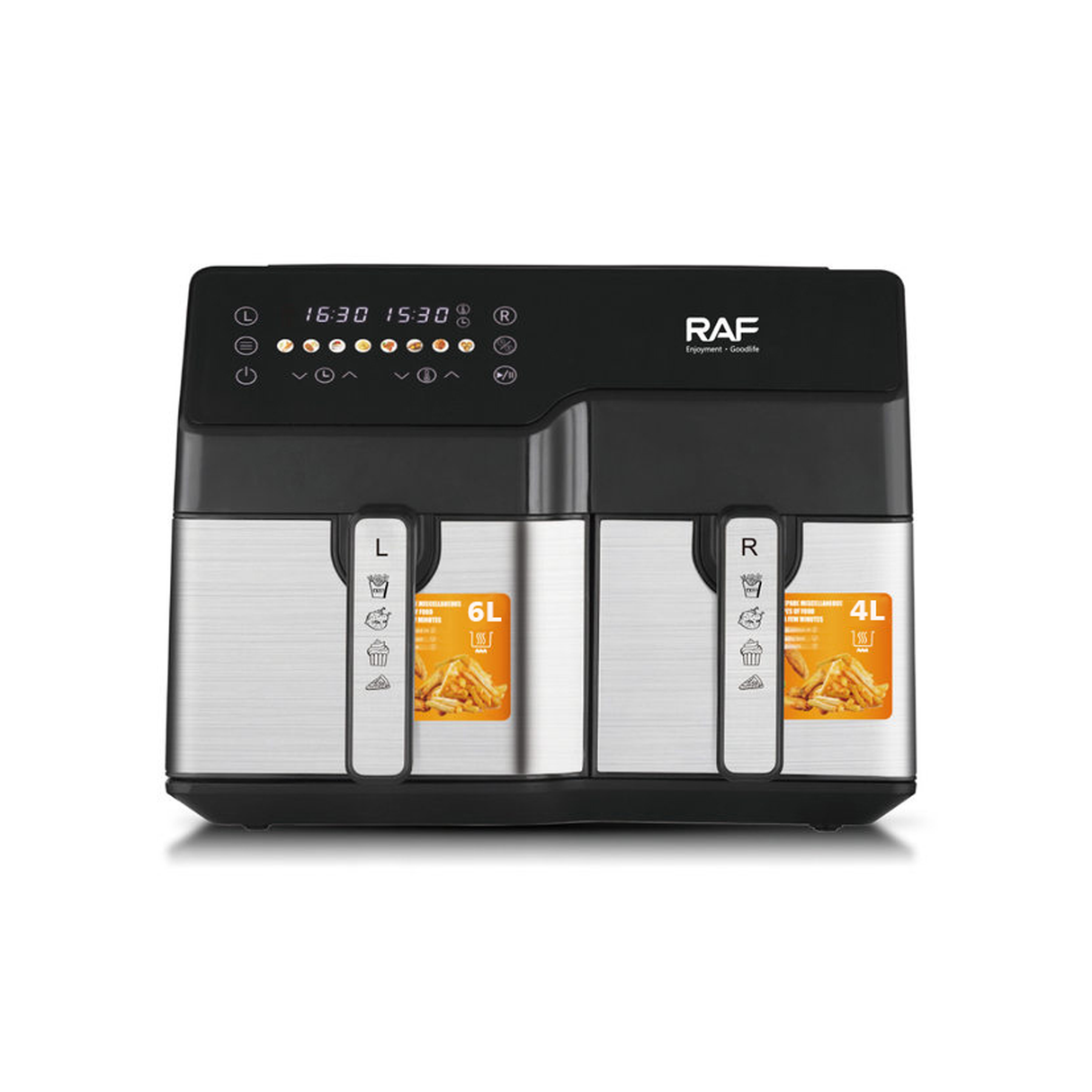 RAF 5.5L + 3.5L Dual Baskets Digital Air Fryer With 2-Zone Cooking & LCD Display - 2500W