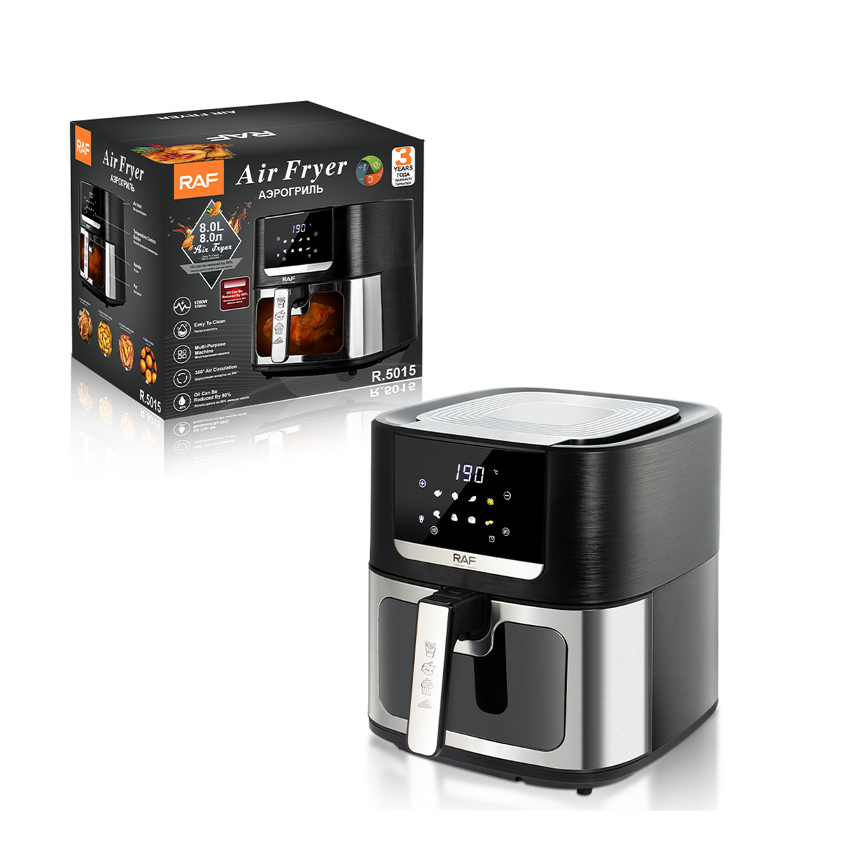 RAF Multi-Purpose Digital Air Fryer 1700W & 8L Capacity