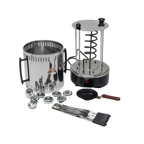 RAF R.8612 Electric BBQ Skewer Set, 1000W, 6 Skewers, Automatic Rotation, Quartz Heater, Stainless Steel Handles