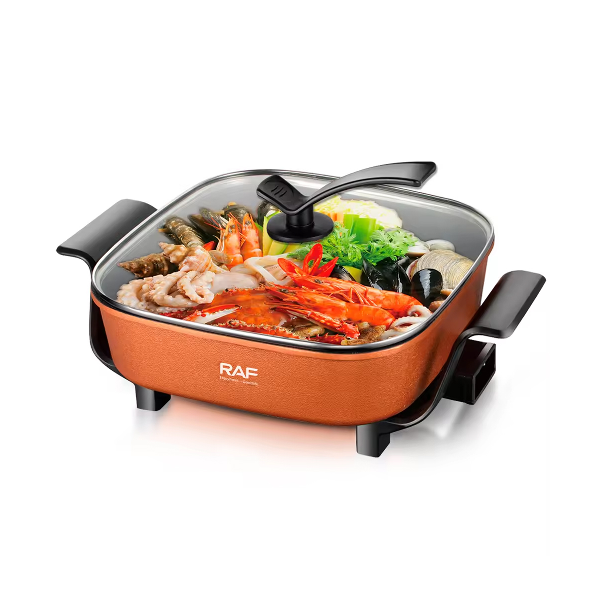 راف وعاء كهربائي متعدد الوظائف بقدرة 1350 واط، بسعة كبيرة 7 لترات وطلاء غير لاصق