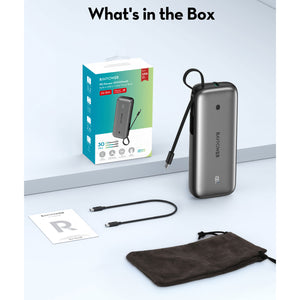 راف باور RP-PB1224 برو باور بنك بسعة 20000 مللي امبير قدرة بي دي 30 واط 3 منافذ