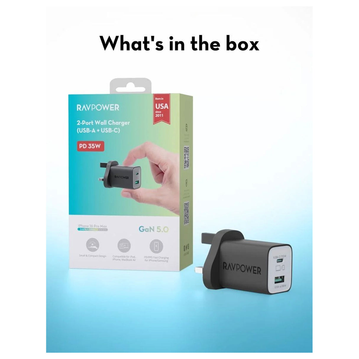 RAVPower RP-PC1046 - PD Pioneer 35W 2-Port Wall Charger