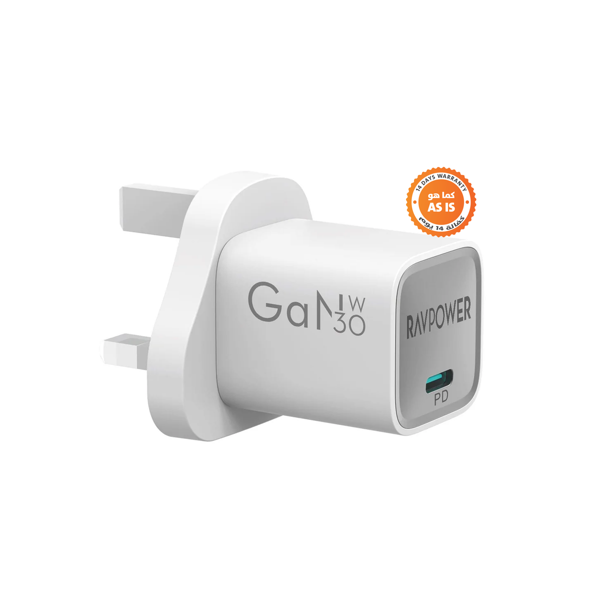 RAVPower PC1056 Mini PD30W GaN Type-C Charger - White  -  ASIS