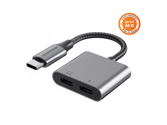 Rockrose USB-C to USB-C+USB-C Adapater - Grey (AS-IS)