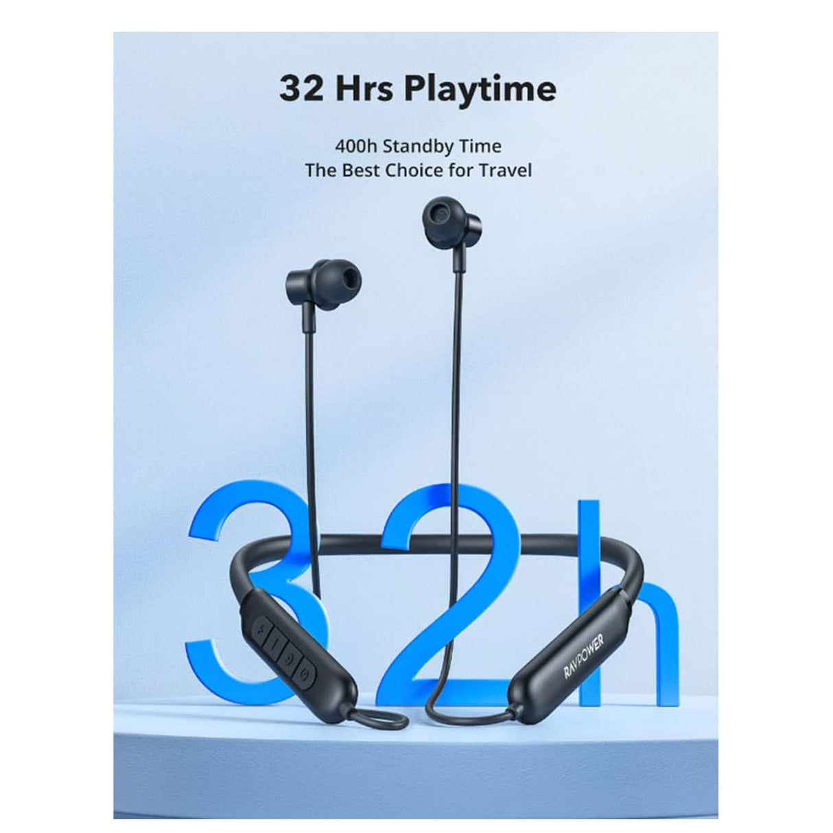 Ravpower Rp-Bh1008 Neckband Wireless Stereo Earphones Ipx5 Waterproof