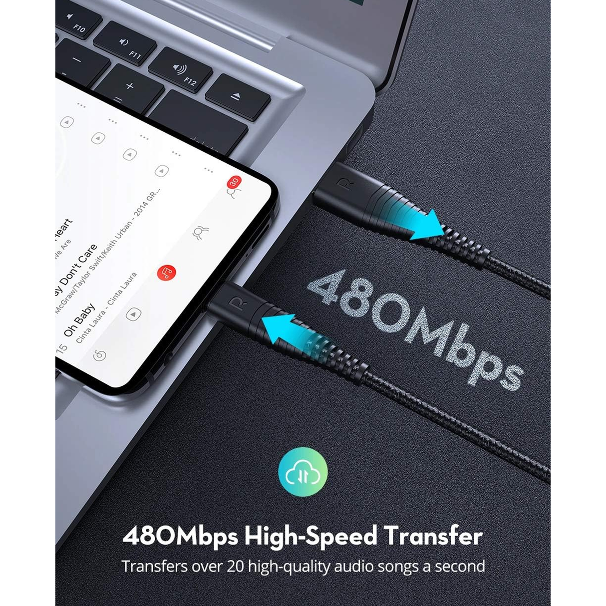 Ravpower RP-CB046 USB-A Type C 3.3FT/1M Cable - Black