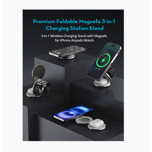 Ravpower Rp-Wc1008 Premium Foldable 3 In 1 Wireless Charger 15W - Gray