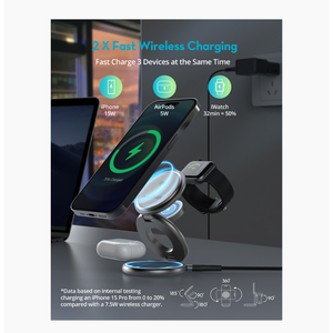 Ravpower Rp-Wc1008 Premium Foldable 3 In 1 Wireless Charger 15W - Gray