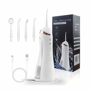 Cordless Water Flosser 200ml with 4 Replaceable Heads - White