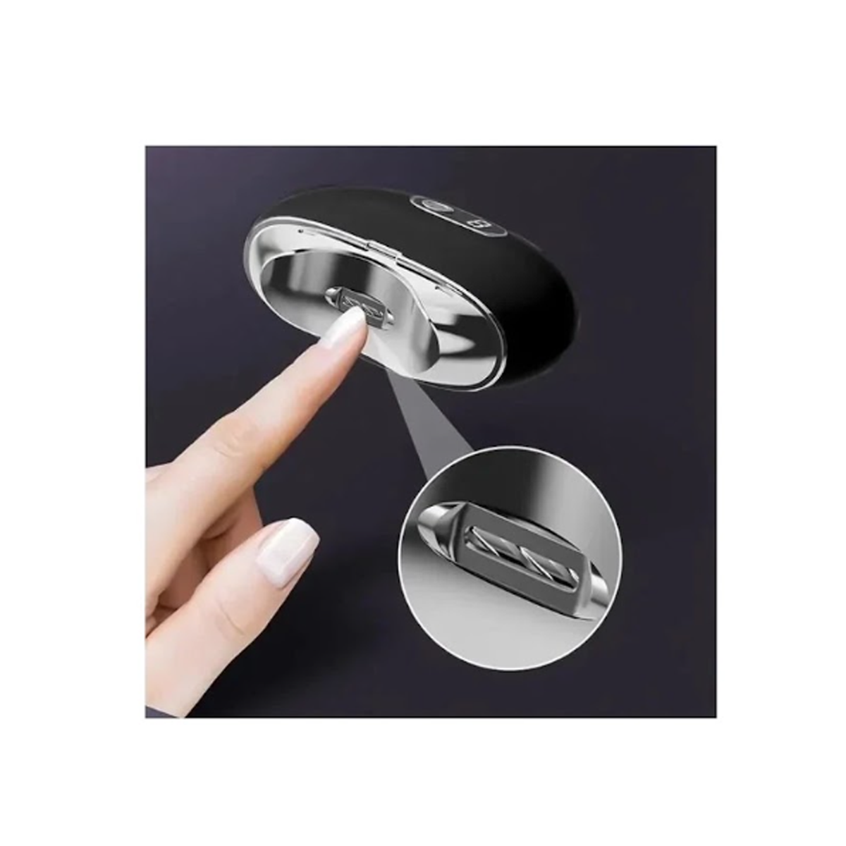 Rechargeable Electric Nail Clipper With 3-Speed Precision Trimming - Nail Debris Storage - LED Light and USB-C Charging - 500 mAh Battery - Black