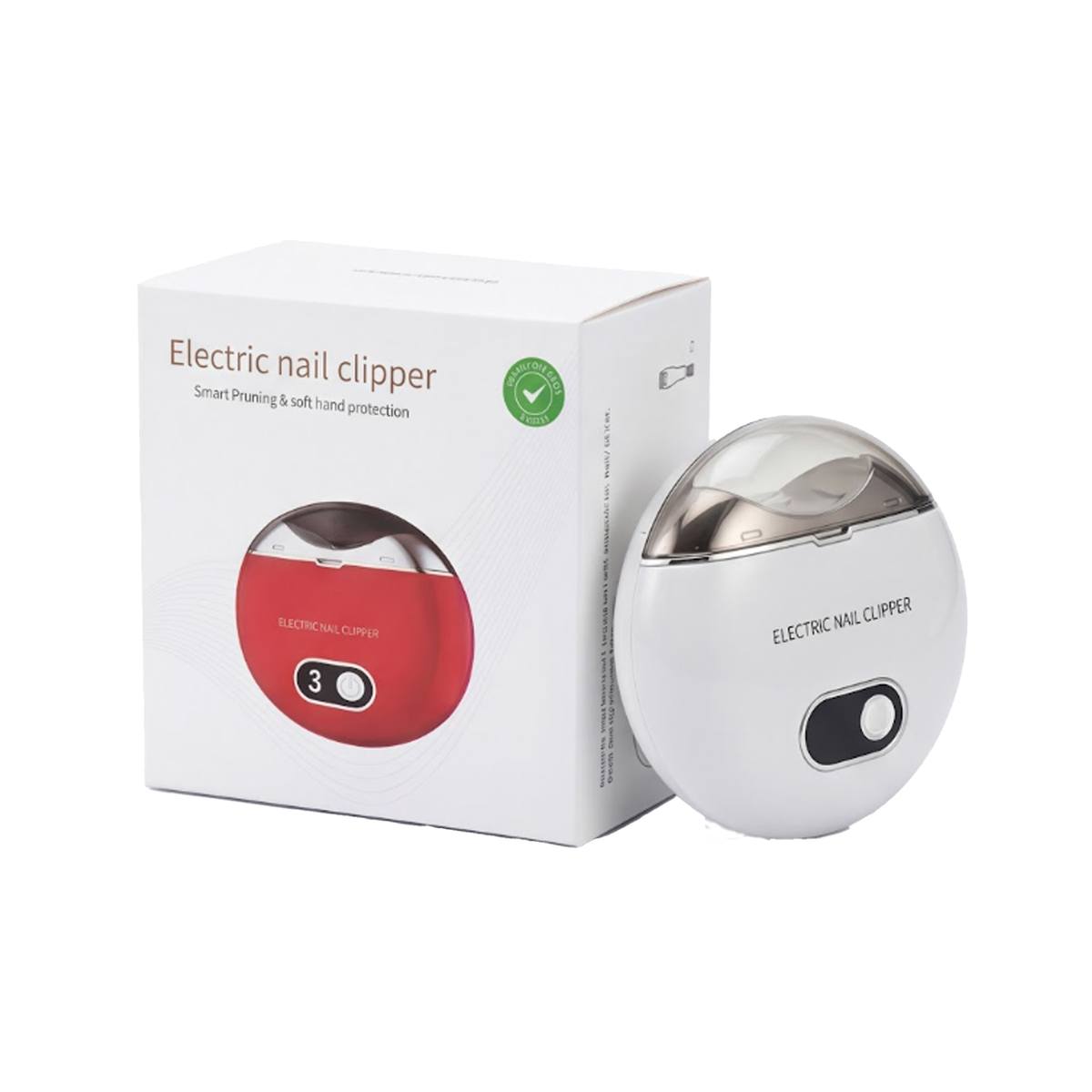 Rechargeable Electric Nail Clipper With 3-Speed Precision Trimming - Nail Debris Storage - LED Light and USB-C Charging - 500 mAh Battery - White