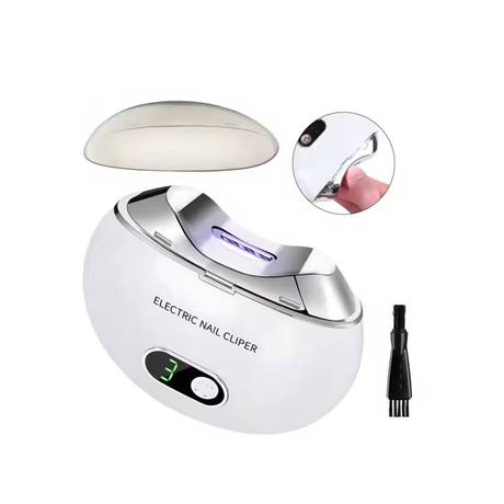 Rechargeable Electric Nail Clipper With 3-Speed Precision Trimming - Nail Debris Storage - LED Light and USB-C Charging - 500 mAh Battery - White