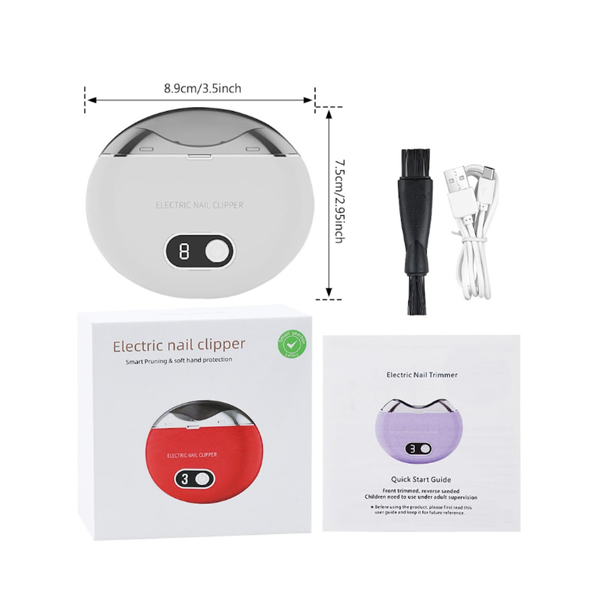 Rechargeable Electric Nail Clipper With 3-Speed Precision Trimming - Nail Debris Storage - LED Light and USB-C Charging - 500 mAh Battery - Black