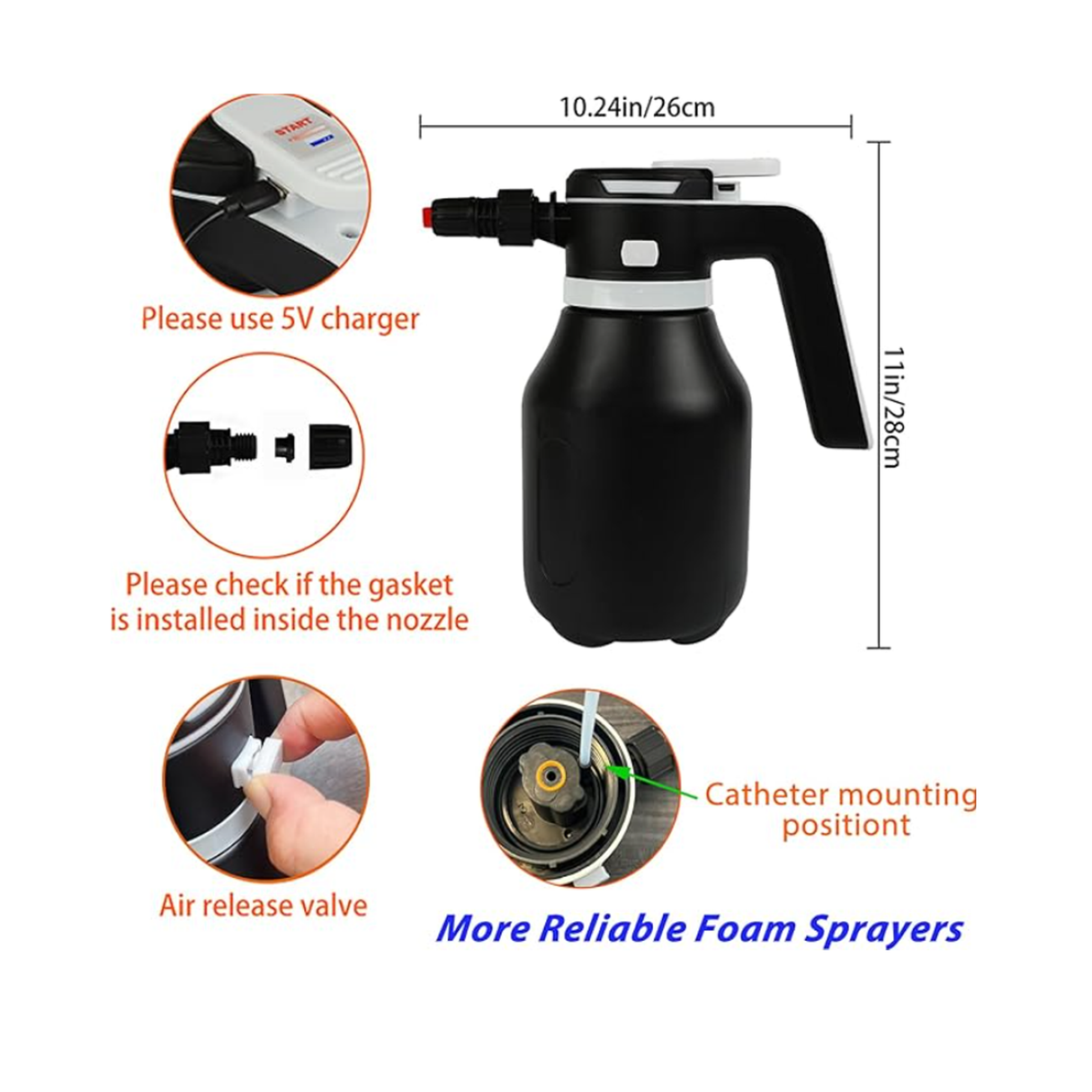 Rechargeable Multipurpose Foam Sprayer for Car Wash & Home Cleaning – 2 Litre Capacity