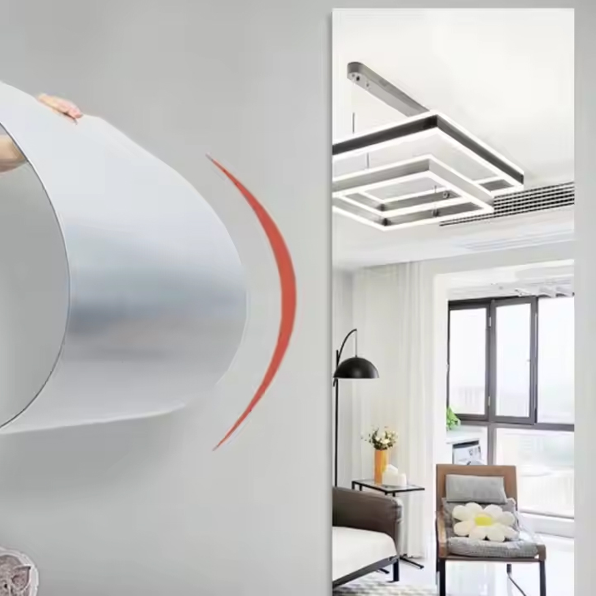 ملصق مرآة حائط مستطيلة أكريليك - 60 × 40 سم