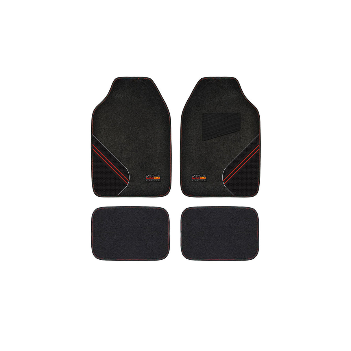ريد بول ريسينج سجاد + دواسات سيارة PVC – طقم كامل مكوّن من 4 قطع، باللونين الأسود والأحمر