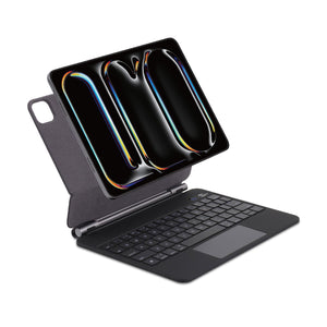 SIA Magnetic Keyboard 6 lines layout for iPad pro 11 Inch 2024 With Pencil Holder - Black AR/ENG