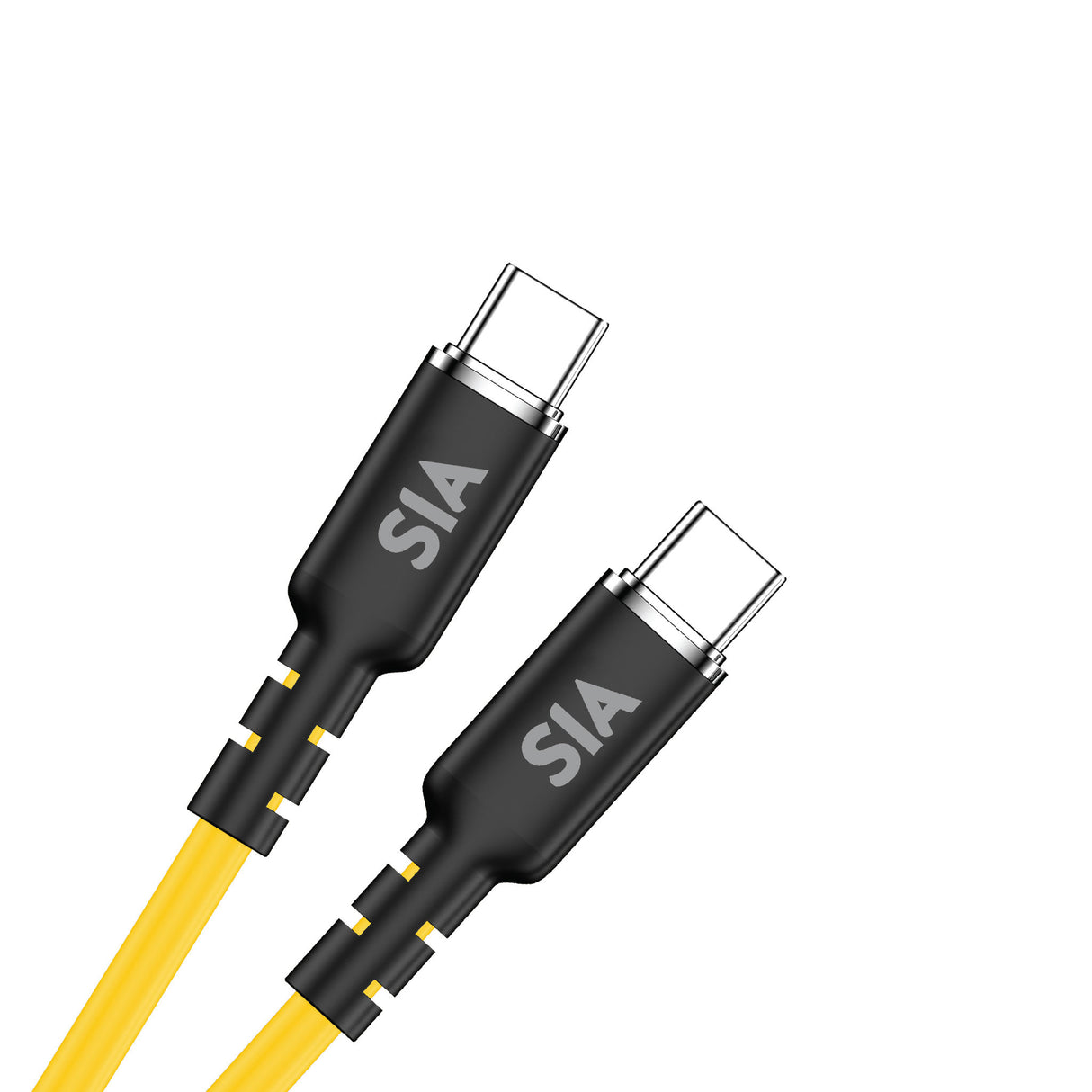 SIA Silicone Type-C To Type-C Cable 60W 1.2m Yellow - Black