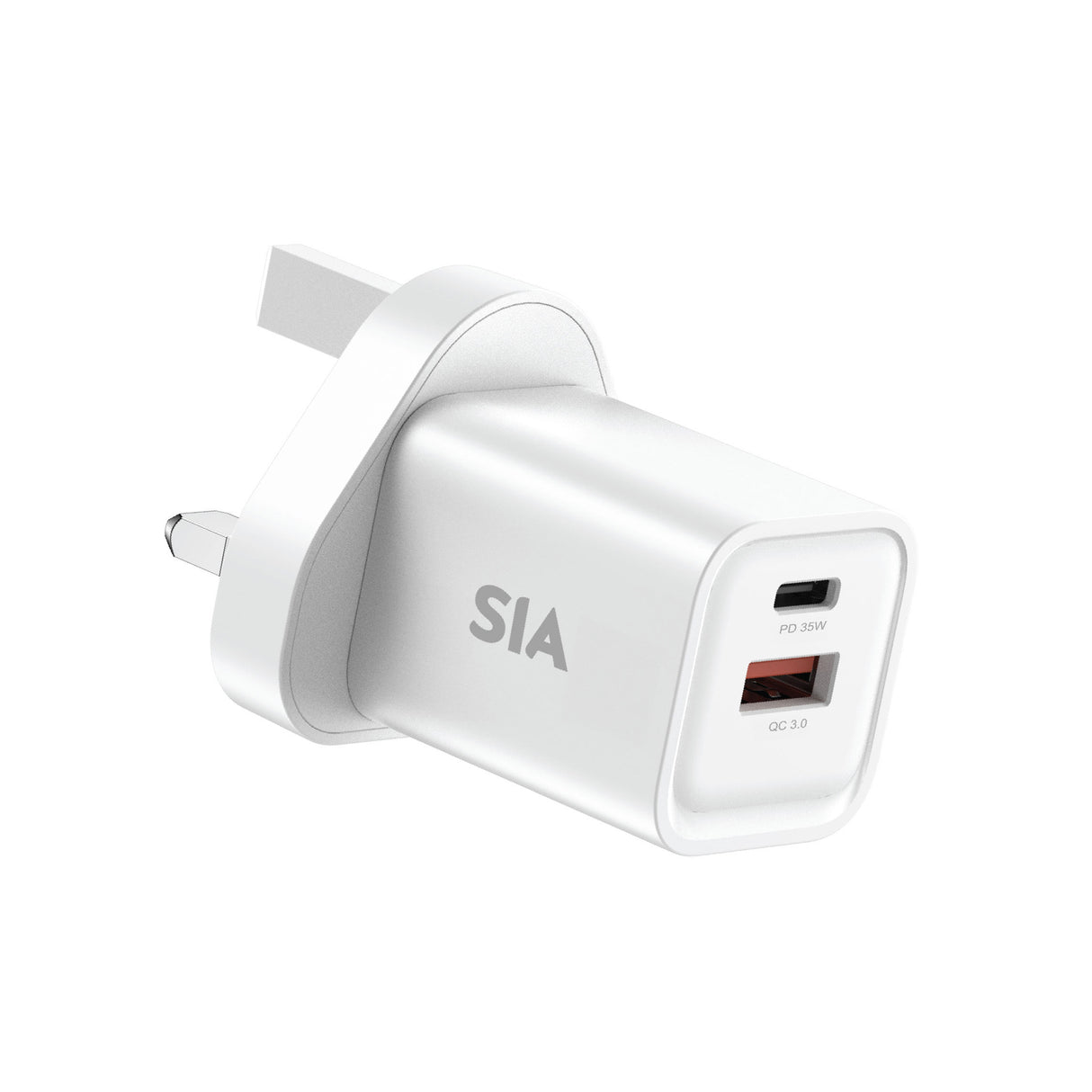 SIA Wall Charger Gan PD/PPS/QC 35W DUAL Ports A+C - White-UK