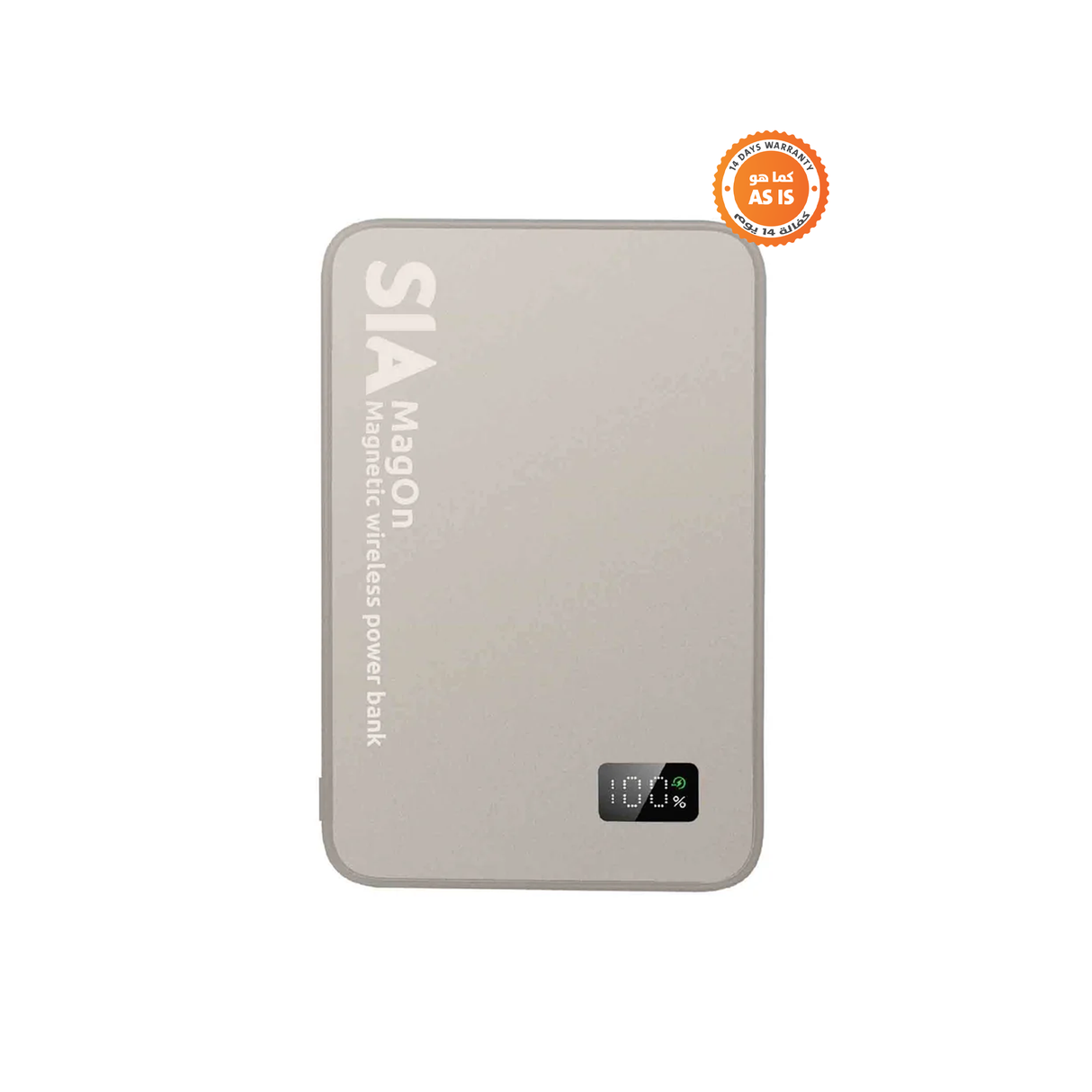 SIA Magnetic Power Bank Metal Body PD 20W - Wireless Charging 15W 10000mAh - Natural Titanium - ASIS