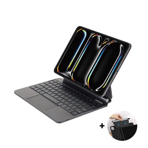 SIA Metal Magnetic Keyboard Pro 6 lines layout for iPad pro 11 Inch 2024 With Pencil Holder - Black AR/ENG