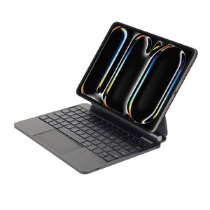 SIA Metal Magnetic Keyboard Pro 6 lines layout for iPad pro 11 Inch 2024 With Pencil Holder - Black AR/ENG