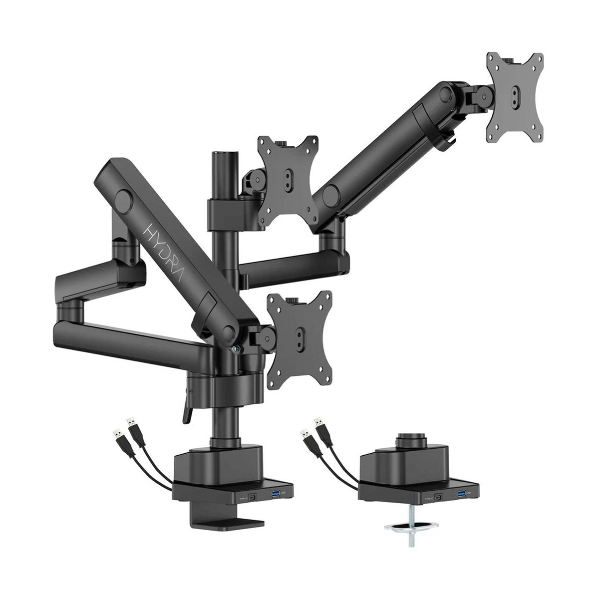 Sades Hydra Triple Monitor Mount Arm for Gaming & Office Fit Screen Size 17"-27" - Black - Zayoom