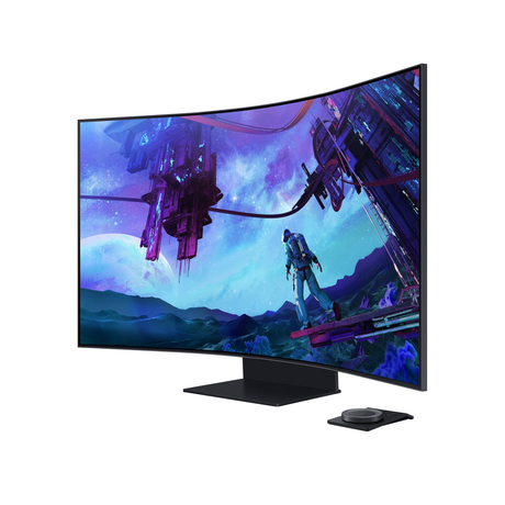 سامسونج شاشة ألعاب منحنية أوديسي آرك الجيل الثاني مقاس 55 بوصة 4 كيه يو إتش دي بلوحة VA، بتردد 165 هرتز، وزمن استجابة 1 مللي ثانية، وتقنية HDMI 2.1، وتقنية فري سينك بريميوم برو
