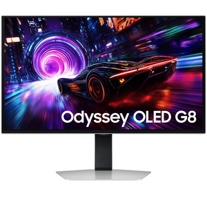 سامسونج شاشة ألعاب أوديسي OLED G8 مقاس 27 بوصة فور كيه يو إتش دي، بتردد 240 هرتز، وزمن استجابة 0.03 مللي ثانية، وتقنية HDMI 2.1 و فري سينك بريميوم برو