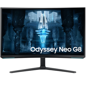سامسونج شاشة ألعاب أوديسي نيو G8 مقاس 32 بوصة بدقة 4K UHD بلوحة VA، وتردد 240 هرتز، مزودة بإضاءة كوانتوم ميني-إل إي دي وتقنية HDMI 2.1 وفري سينك بريميوم برو