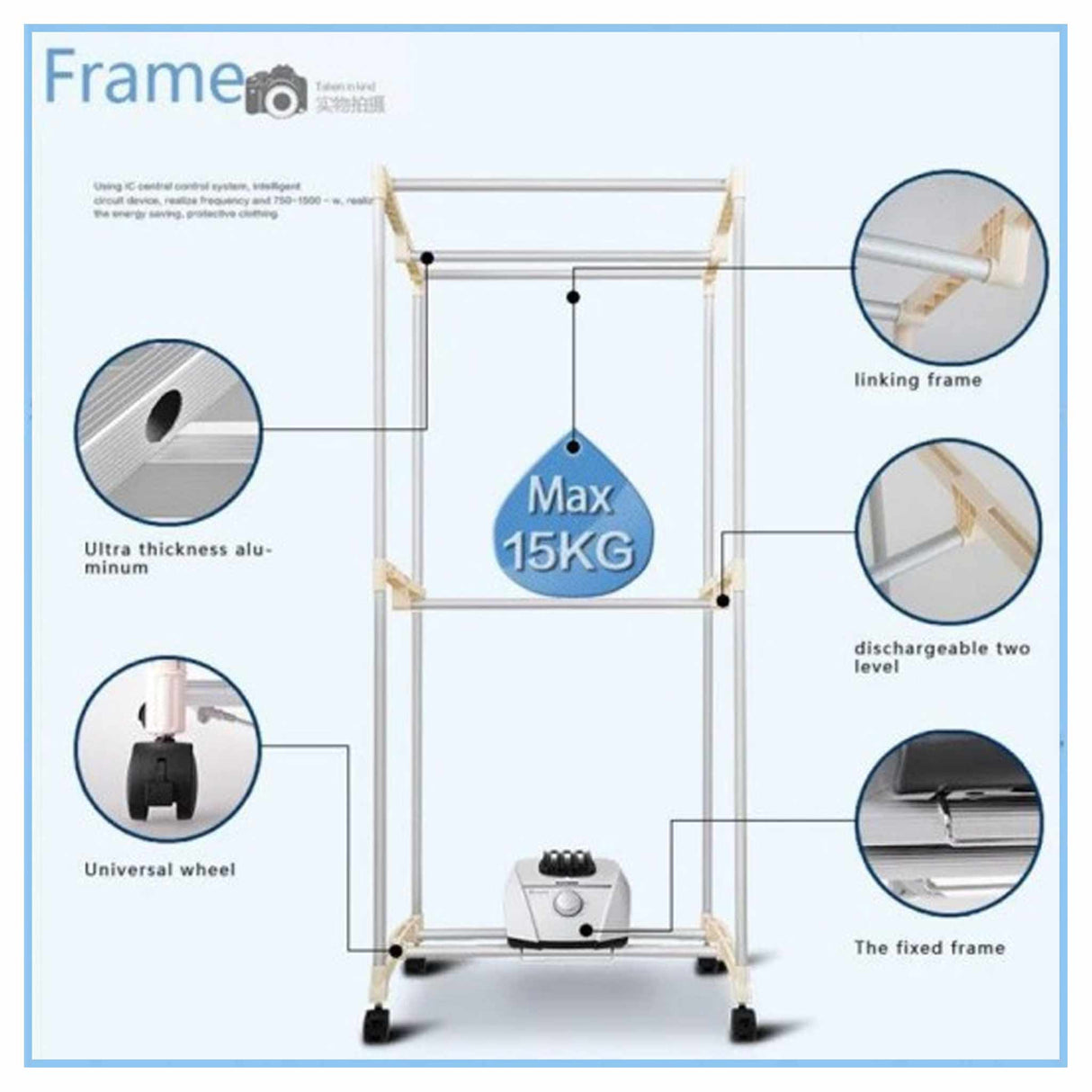 سايونا بي بي إس بقوة 1000واط مجفف الملابس الكهربائي المحمول 