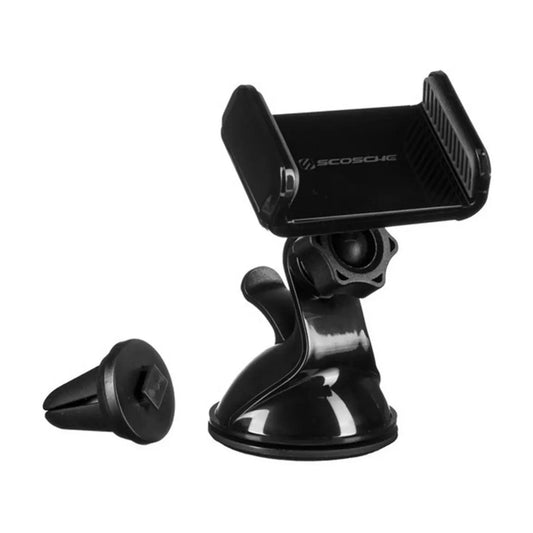 Scosche Suction Cup Mount with Vent Clips / Window Mount Dashboard Vent / 360 rotation for Mobile Devices 3-in-1