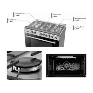 Sharp Gas Cooker 90x60cm 5 Burners, Stainless Steel