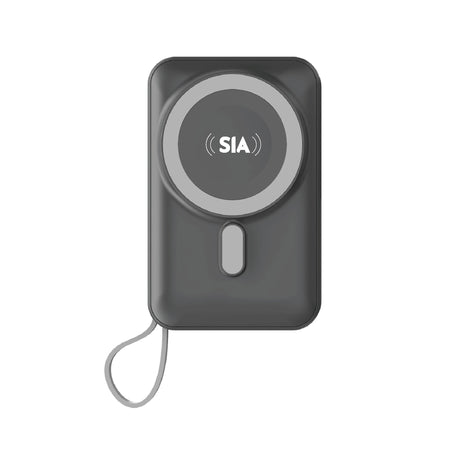 سيا ماجنيتك باور بانك – بيلت إن آر جي بي مروحة تبريد مع بيلت إن كابلات – بي دي 20 واط – الشحن اللاسلكي 15 واط – 10000 ملي أمبير – رمادي