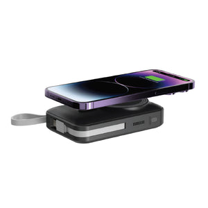 SIA Magnetic Power Bank - Built In Rgb Cooling Fan With Built-In Cables - PD 20W - Wireless Charging 15W - 10000mAh - Gray