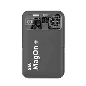 SIA Magnetic Power Bank With Built In Rgb Cooling Fan PD 20W - Wireless Charging 15W - 10000mAh - Gray