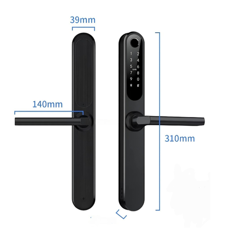 قفل باب سمارت بمقبض مع تطبيق تي تي لوك للأبواب المصنوعة من الألومنيوم/الحديد - S35 اسود
