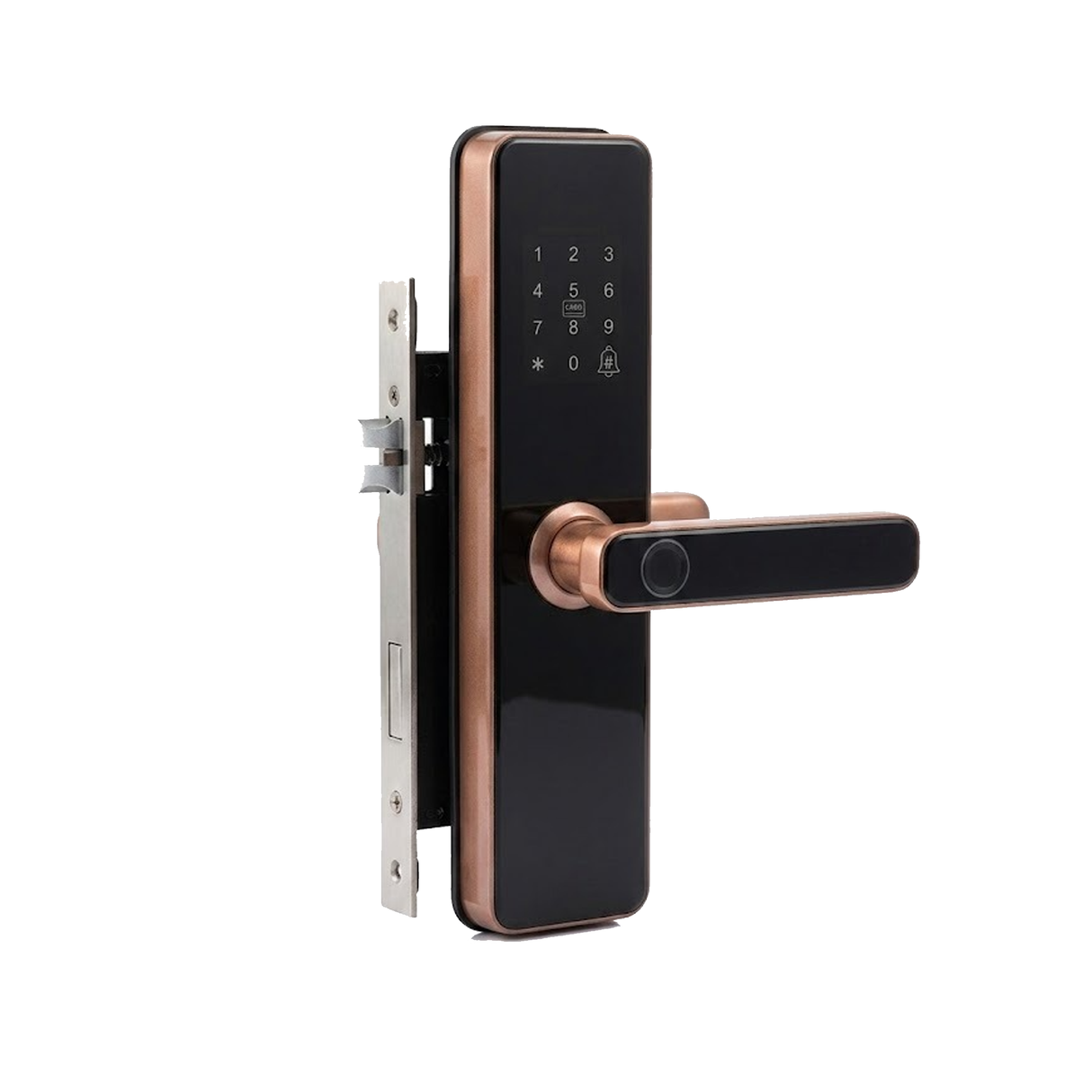 قفل ذكي للأبواب الخشبية يعمل مع تطبيق TTLock - للأبواب الخشبية مع التركيب - برونزي