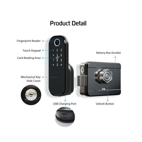 قفل خارجي سمارت للبوابات المعدنية VD08