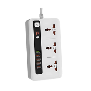 Smart Power Socket Extension Strip with 5 USB Fast Charging Ports and 3 Universal Power Sockets - 2 Meter Length