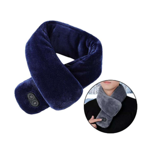 Smart USB Powered Heated Massage Scarf With Adjustable Vibration Modes and Mink Velvet Fabric, 80 x 10 cm - Blue