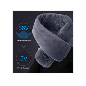 Smart USB Powered Heated Massage Scarf With Adjustable Vibration Modes and Mink Velvet Fabric, 80 x 10 cm - Blue