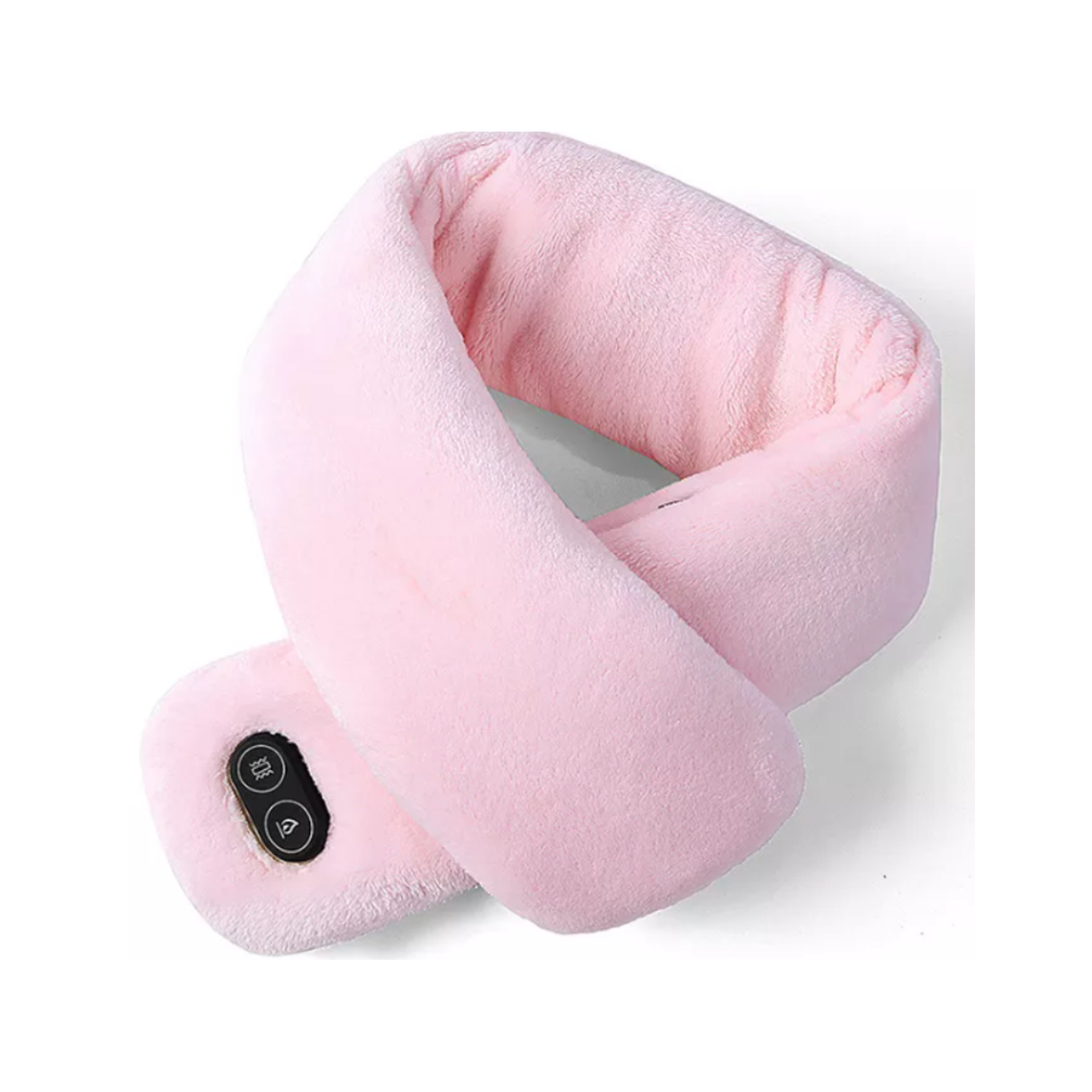 Smart USB Powered Heated Massage Scarf with Adjustable Vibration Modes and Mink Velvet Fabric, 80 x 10 cm - Pink