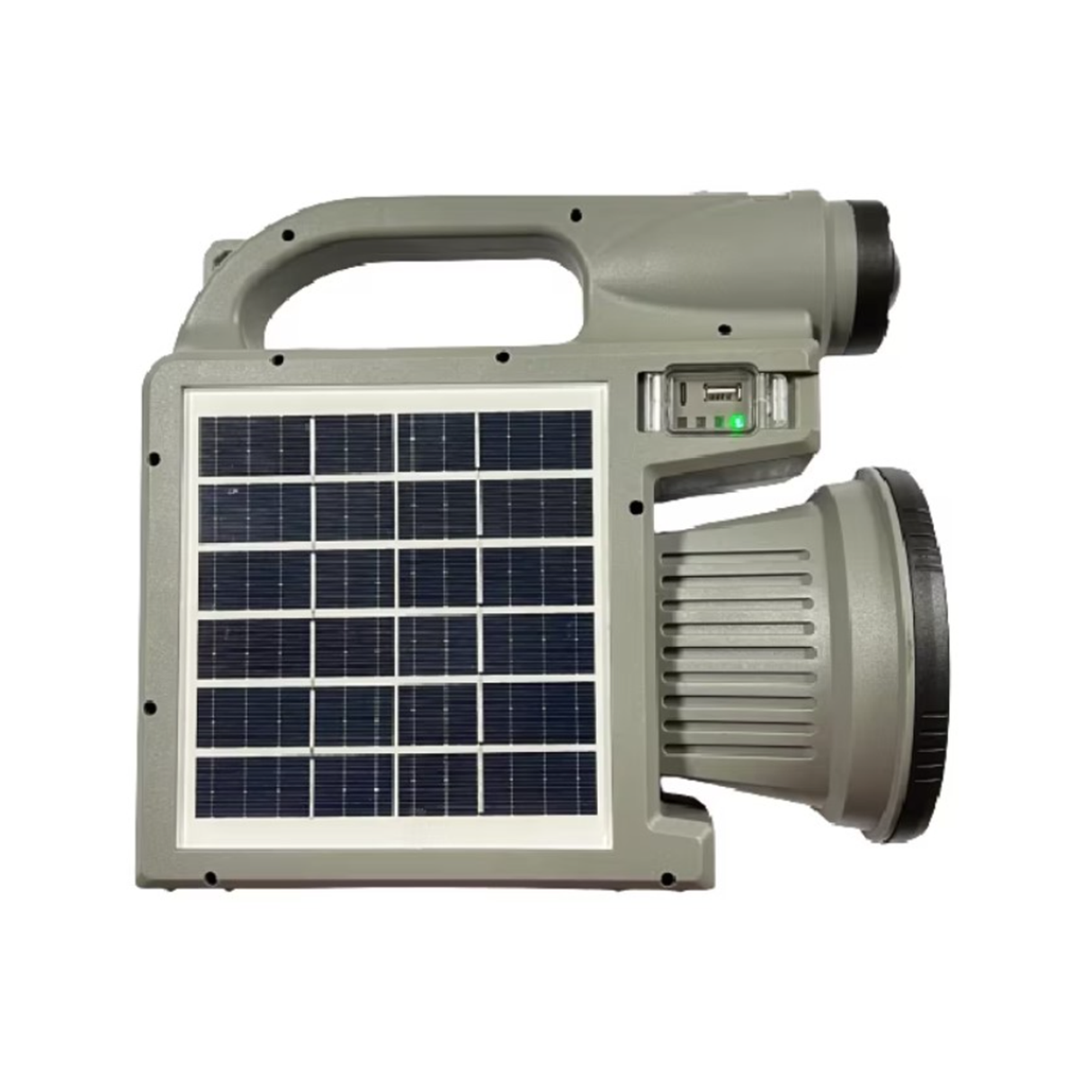 كشاف يدوي شمسي بمظهر لهب – مصباح ليد خارجي قابل للشحن مع وظيفة باور بانك وتأثير لهب زخرفي