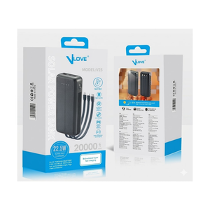 Solar Powered 20000mAh Power Bank With 4 Built-In Cables and Integrated Solar Panel