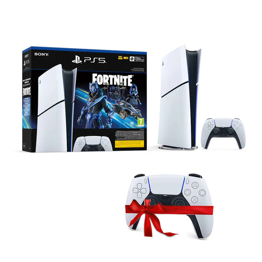 Sony PlayStation 5 Slim - PS5 - Fortnite Cobalt Star Voucher Bundles Digital Console with White DualSense Wireless Controller - White