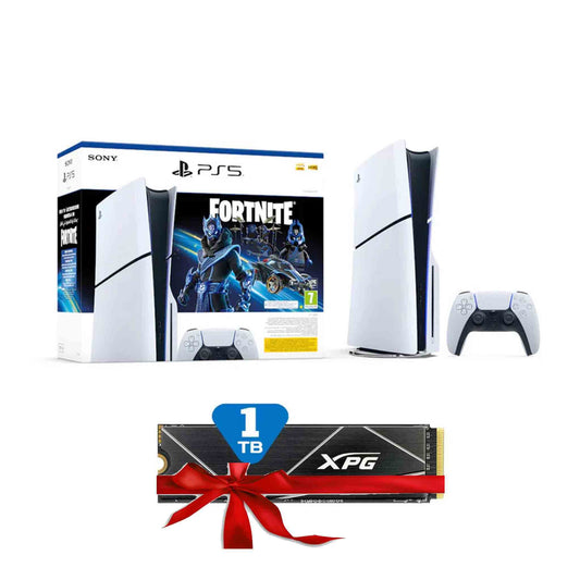 Sony PlayStation 5 Slim - PS5 - Fortnite Cobalt Star Voucher Bundles Disc Console with XPG Gammix S70 Blade 1TB SSD - White